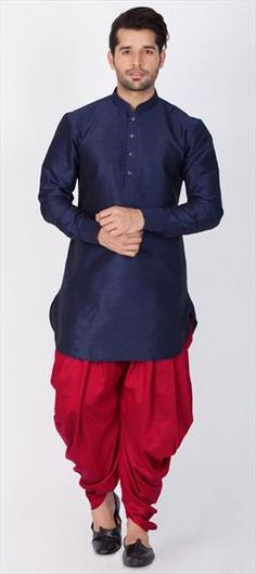 Blue color Dhoti Kurta in Dupion Silk fabric with Thread work Blue Kurta For Puja And Festivals, Blue Kurta For Puja And Eid, Blue Kurta For Puja With Traditional Drape, Blue Traditional Drape Kurta For Puja, Blue Kurta For Puja And Navratri, Blue Art Silk Kurta For Diwali, Blue Art Silk Kurta With Traditional Drape, Blue Salwar Kameez For Navratri Puja, Blue Salwar Kameez For Puja Festivals