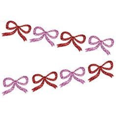 Red & Pink Glitter Bow Garland by Meri Meri Pink Red Garland, Pink Glitter Fabric, Bow Garland, Halloween School, Glitter Bow, Glitter Fabric, Metallic Thread, Gsm Paper, Party Table