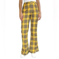 Almost Famous Nwt! Juniors' Yellow High Rise Plaid Flare Jeans Size 5 Measures Approximately: Waist 31 Inch Inseam 31 Inch Non-stretch Yellow Cotton Bottoms, Non-stretch Yellow Cotton Pants, Stretch Yellow Cotton Bottoms, Yellow Stretch Cotton Bottoms, Yellow Cotton Stretch Bottoms, Non-stretch Yellow Trendy Bottoms, Casual Full-length Yellow Bottoms, Yellow Wide Leg Bottoms For Fall, Trendy Yellow Cotton Pants