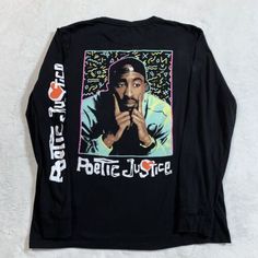 Poetic Justice Shirt, Poetic Justice, Womens Clothes, Tupac, Black Long Sleeve, Graphic T Shirt, Graphic Tshirt, Size Medium, Crew Neck