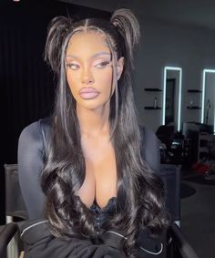 Y2k Hairstyles Wig, Creative Wig Styles, Lastest Hair Styles, Doja Concert, Y2k Hairstyles Black Women, Future Hairstyles, Body Wave Wigs, High Fashion Hair, Frontal Wig Hairstyles