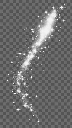 a white sparkle on a transparent background with stars in the shape of a shooting star