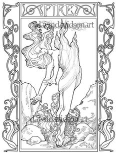 a coloring book page with an image of a mermaid and a man in the ocean