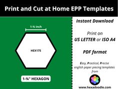 print and cut home ep templates for hexagon 1 - 4x4 inch