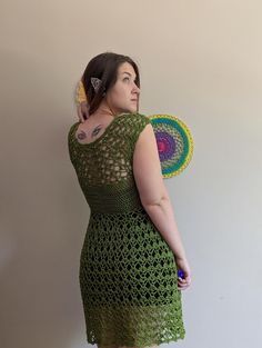 Green Sleeveless Crochet Dress, Green Crochet Sleeveless Dress, Bohemian Fitted Patterns With Crochet Lace, Fitted Bohemian Patterns With Crochet Lace, Green Bohemian Crochet Dress, Green Crochet Patterns, Pattern Crochet, Crochet Tutorial, Pdf Pattern