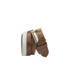 Dtown Marseille Belt - Q by QS Designer White Leather Belts, Designer White Belts For Formal Occasion, Designer White Belt For Formal Occasions, Modern White Formal Belt, Modern White Belt For Formal Occasions, Formal Brown Calf Leather Belt, Elegant White Leather Belt, Designer Brown Leather Belt, Classic Leather Belt With Leather Trim