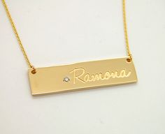 A beautiful custom piece of jewelry with a very personal touch to it - what can be better? Let's make a signature necklace tracing yours or your loved ones handwriting - it's elegant and unique. We can use a signature, a name or any word that you would like to be captured. This is a solid gold nameplate that comes in two sizes: 1.25 in wide and 0.33 in tall (longer chains are available at the drop down menu) 1.5 in wide and 0.4 in tall (longer chains are available at the drop down menu) Add birt Luxury Personalized Custom Necklace For Personalized Gift, Luxury Personalized Custom Necklace For Gift, Luxury Engraved Name Necklace For Personalized Gift, Engraved Custom Nameplate Necklace For Anniversary, Engraved Name Necklace As Personalized Fine Jewelry Gift, Luxury Personalized Name Necklace As A Gift, Engraved Name Necklace As Personalized Gift, Luxury Personalized Name Necklace As Gift, Engraved Name Necklace For Personalized Gift