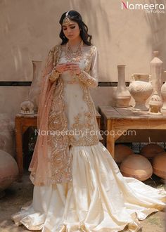 Pakistani Bridal Dress Bridal Gharara, Nikkah Dress, Asian Bridal Dresses, Bridal Dresses Pakistan, Gaun Fashion, Pakistani Wedding Outfits, Beautiful Pakistani Dresses