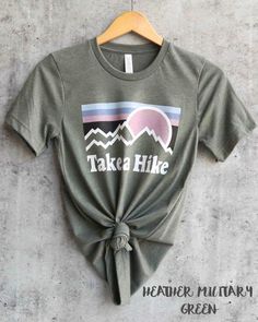 take a hike shirt/ hiking shirt/ladies hiking shirts/womans | Etsy Pre-shrunk Crew Neck Tops For Outdoor Activities, Graphic Tee Tops With Text Print For Outdoor Activities, Graphic Tee With Text Print For Outdoor Activities, Tri-blend Screen Print Tops For Outdoor Activities, Rock Climbing Outfit, Hiking Shirts Women, Climbing Outfit Woman, Climbing Outfits, Cute Hiking Outfit