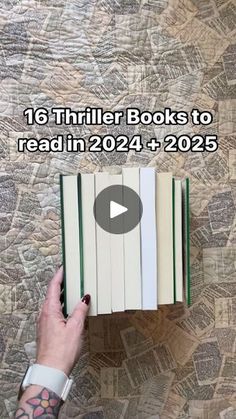 a person is holding an open book with the text, 16 thrilr books to read