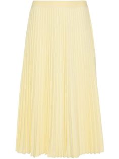 light yellow cotton blend fully pleated elasticated waistband mid-length A-line pull-on style Pastel Yellow Clothes, Light Yellow Skirt, Yellow Outfits, Yellow Clothes, High Waist Long Skirt, Yellow Skirt, Yellow Outfit, Wedding Guest Looks, Yoko London