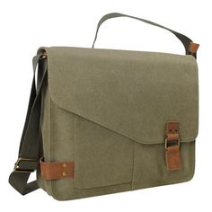 It is a standard size 14. 5 in. art panel style canvas messenger bag with a cushion pocket for the laptop computer purpose. Laptop computer cushion can fit laptop width up to 14 in. It has external and internal multiple pockets, sort your belonging very well if you do not carry tons of items. Canvas has its elegant beautiful vintage looking which fits both casual and formal occasions. Color: Green. Vintage Briefcase, Laptop Messenger Bags, Black Leather Satchel, Canvas Messenger Bag, Black Leather Backpack, Messenger Bag Men, Leather Messenger Bag, Computer Bags, Leather Messenger