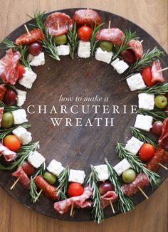 Charcuterie, Christmas, Christmas dishes, appetizer, wreath Antipasti Platter Christmas, Meat And Cheese Screwers, Skewer Charcuterie Board, Charcuterie Board Christmas Wreath, Charcuterie Screwers, Charcuterie Board Skewers, Skewer Board, Feta Cheese Board, Meat And Cheese Skewers