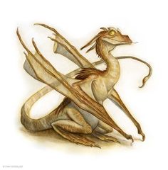 a drawing of a dragon sitting on the ground