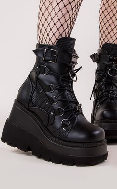 SHAKER-60 Black Vegan Lace Up Boots-Demonia-Tragic Beautiful Demonia Shaker, Punk Festival, Demonia Boots, Demonia Shoes, Vegan Boots, Shake It, Black Vegan, Goth Punk, Platform Ankle Boots