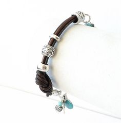 Leather Turquoise Cube Bracelet, Silver Southwestern Jewelry, Sundance Style Cowgirl Stacking Western Bracelet, Gift, B38 - Etsy Southwestern Brown Bracelets, Southwestern Adjustable Brown Leather Bracelet, Bohemian Brown Leather Bracelet With Sliding Knot, Adjustable Turquoise Leather Bracelet Southwestern Style, Adjustable Turquoise Leather Bracelet In Southwestern Style, Masculine Jewelry, Silver Bracelet Stack, Turquoise Silver Bracelet, Western Bracelets