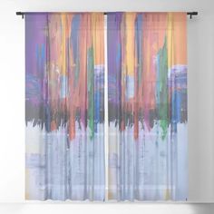 an abstract painting is shown on the curtain