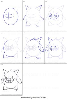 step by step instructions to draw cartoon characters from pokemon and pika - poo