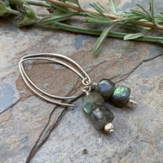 Labradorite Earrings on Sterling Silver Marquise Wires, 2 inches long Wire Earrings Handmade, Wire Jewelry Earrings, Kyanite Jewelry, Copper Jewellery, Stone Dangle Earrings, Wire Jewelry Designs, Rose Quartz Earrings, Earring Designs, Labradorite Earrings