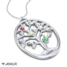 Available in 4 to 15 stone variations, this classic Family Tree Pendant has space at the base to engrave your family name. Customize with your choice of metal and your family's birthstones to create a perfect piece to be treasured forever! Classic Personalized Oval Pendant Jewelry, Silver Oval Pendant Birthstone Necklace, Silver Birthstone Necklace With Oval Pendant, Silver Oval Birthstone Necklace For Anniversary, Oval Silver Birthstone Necklace Gift, Silver Oval Birthstone Necklace Gift, Personalized Sterling Silver Jewelry With Oval Link, Sterling Silver Oval Pendant For Personalized Jewelry, Sterling Silver Oval Pendant Jewelry For Personalized Gift