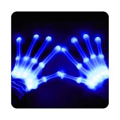 blue light up gloves with glowing hands