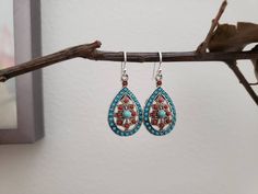 Blue Turquoise Orange Red Filigree Teardrop Earrings, Ethnic Tribal Bohemian, Antique Silver Waterdrop, Southwestern, Unique Gift Ideas For Her These earrings feature highlydetailed filigree teardrop charms with blue turquoise gemstone and resin turquoise cabochons accent. Adjustable Blue Bohemian Teardrop Earrings, Bohemian Blue Teardrop Earrings, Blue Bohemian Teardrop Earrings Nickel Free, Bohemian Teardrop Earrings With Ear Wire, Bohemian Teardrop Earrings With Matching Pair, Handmade Southwestern Dangle Teardrop Earrings, Handmade Southwestern Teardrop Dangle Earrings, Silver Turquoise Earrings, Silver Owl