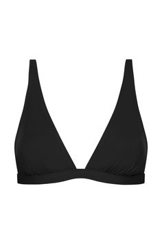 Aurelie in Black is a timeless classic triangle bikini top, featuring a V plunge neckline, adjustable shoestring straps and a narrow band under the bust-line for support. Made using our luxury Singuleur® fabric that hugs the body like a second skin, Aurelie will be a core part of your swim wardrobe for years to come.Luxury fabric sustainably made in Italy.Garment sustainably and ethically made in Australia. Elegant Low-cut Lined Swimwear, Elegant Black Triangle Top Swimwear, Elegant Swimwear With Built-in Bra And Triangle Top, Elegant Low-cut Swimwear With Built-in Bra, Modern Triangle Top Swimwear For Beach, Chic Low-cut Swimwear With Built-in Bra, Elegant Seamless Triangle Top Swimwear, Sleek V-neck Swimwear For The Beach, Sleek Solid Color Triangle Top Swimwear