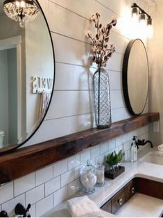 a bathroom with a sink, mirror and bathtub