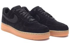 Nike Air FORCE 1 07 LV8 SUEDE Black/Black-GUM MED BROWN-IVORY AA1117-001 Air Force 1 Brown, Air Force 1 Mid, Air Forces, Nike Air Force 1 07, Black Gums, Nike Air Force 1, Air Force 1, Nike Air Force, Air Force