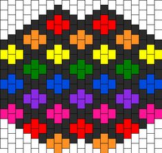 an image of a pixellated pattern with different colors and shapes on the top half