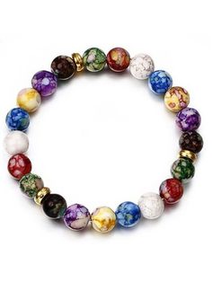 Leisure Ethnic Style Natural Mineral Colorful Beaded Bracelet is fashionable and cheap, come to Zolucky to find out about the Jewelry Yoga Bracelet Beads, 7 Chakra Bracelet, Colorful Bead Bracelets, Yoga Beads, White Decoration, The Crown Jewels, Bracelets Women, Energy Bracelets, Jewelry Sale