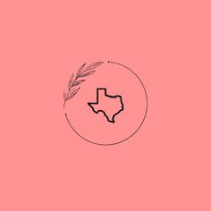 a pink background with the outline of texas and an olive branch in it's center