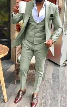 Sage Green Blazer Men, Grad Suits, Green Suits, Green Suit Men, Olive Green Suit, Green Wedding Suit, Mens Wedding Suits, Men Suits Wedding