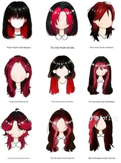 Duo Hair Color Ideas, Easy Hair Drawings, Dyed Tips, Hair Dye Tips, Hair Colouring, Dyed Red Hair, Types Of Hair