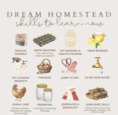 Vision Board Homestead, Homestead Skills To Learn, Homesteading Vision Board, Homestead Living Aesthetic, Homestead Necessities, Homesteading In An Apartment, Self Sustaining Homestead, Modern Homestead Aesthetic, Homestead Hobbies