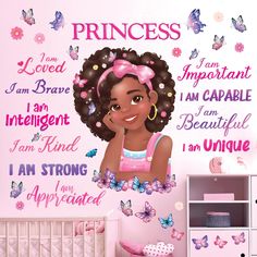 PRICES MAY VARY. 【Package Contents】: You will receive Black girl magic wall stickers, containing Black girl Charactor, Quotes, Butterfly as well. The package includes instructions and 2 sheets of 30 cm x 90 cm (11.81 inches x 35.43 inches), with a recommended end size of 125 cm x 76.8 cm (49.2 inches x 30.2 inches), or it can be adjusted according to your wishes 【Perfect for Children's Room Decoration】: Black girl magic wall sticker is ideal for decorating children’s rooms, boys' rooms, girls' r Nursery Pink, Butterfly Nursery, Kids Bedroom Inspiration, Bedroom Decorations, Boys Rooms, Kids Study, Pink Nursery, Room Idea, Unique Paintings