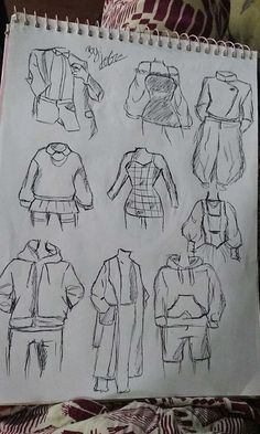 a drawing of different types of clothes on a piece of paper