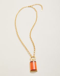 Add a punch of sunny shimmer to your next outfit with our Highlands Necklace made with an optic sunstone glass pendant and 18kt matte gold plating. Everyday Gold Glass Necklaces, Everyday Gold Glass Jewelry, Modern Gold Glass Necklace, Glass Necklaces With Gold Chain For Gift, Beach Shop, Next Clothes, Embroidered Bag, Linen Bag, Beach Accessories