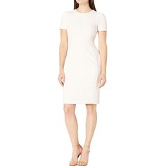 Calvin Klein Short Sleeved Seamed Sheath Women's Casual Dresses With Professional Flair Elevate Your Wardrobe With The Calvin Klein Short Sleeved Seamed Sheath Women's Casual Dress, A Masterpiece Of Design That Blends Sophistication With Comfort. Crafted With Precision, This Dress Showcases A Tailored Fit, Short Sleeves, And Professional Seams That Highlight Your Silhouette With Elegance. Its High-Quality Fabric Ensures You Stay Comfortable While Presenting A Polished Look, Making It Ideal For B Sheath Bodycon Dress For Workwear, Solid Color Sheath Bodycon Dress, Slim Fit Sheath Dress For Work, Fitted Midi Dress In Beige, Fitted Beige Sheath Bodycon Dress, Sheath Bodycon Dress For Office, Beige Fitted Sheath Bodycon Dress, Fitted Dresses For Work, Short Sleeve Feminine Bodycon Dress For Formal