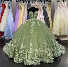 Green Elegant Quinceanera Dresses A-Line Sweetheart 3D Appliques Lace Up Gowns.  "This pin contains affiliate links, which means I may earn a commission at no cost to you extra for you". 
 #affiliate #advertising" Green Quinceanera, Green Ball Gown, Green Quinceanera Dresses, Quinceanera Themes Dresses, Sweet 16 Dress, Quinceñera Dresses, Tulle Balls, Quinceanera Ideas, Pretty Quinceanera Dresses