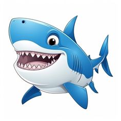 a cartoon shark with open mouth and sharp teeth