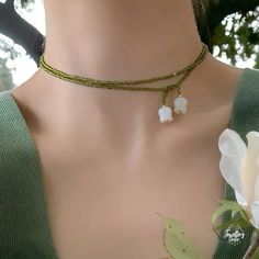 Jewelry Links, Necklace Fairycore, Cottage Core Jewelry, Fairycore Jewelry, Crystal Beads Necklace, Ethereal Jewelry, Flower Jade, Cottagecore Jewelry, Beads Work