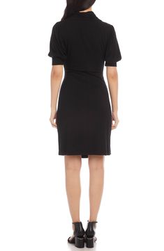 Always polished and endlessly flattering, this fluid jersey dress features an elegantly draped front gathered to the nipped-in side. 39 1/2" length (size Medium) Surplice V-neck Short sleeves Unlined 92% rayon, 8% spandex Dry clean or hand wash, dry flat Made in the USA Women's Clothing Fitted Viscose Wrap Dress With V-neck, Fitted Ruched Wrap Dress Midi Length, Fitted Ruched Midi Wrap Dress, Fitted Ruched Wrap Midi Dress, Elegant Viscose Wrap Dress With Surplice Neckline, Black Midi Dress With Ruched Bodice For Work, Fitted Ruched Midi Dress With Surplice Neckline, Fitted Ruched Wrap Dress With Surplice Neckline, Fitted Wrap Dress With Ruched Surplice Neckline