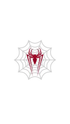 the spider logo is shown in red and white with a black widow on it's back