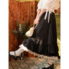 Summer Ruffled Black Skirt Material: 100% Polyester Size: Free Size Color: Black Applicable Season: Spring, Summer, Fall Dance Pants Hip Hop, Dance Pants, Shawl Cardigan, Solid Color Shirt, Outdoor Jacket, Pullover Shirt, Cardigan Tops, Black Skirt, Belted Dress