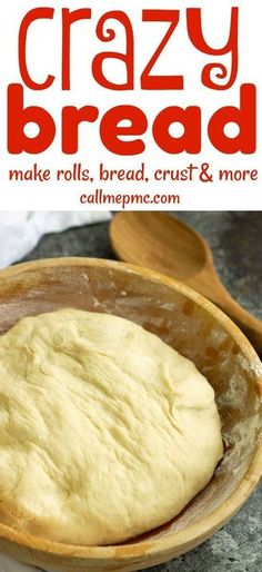 a bowl filled with bread sitting on top of a counter