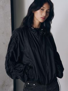 Composition : nylonCountry of Origin : China Trendy Black Nylon Outerwear, Oversized Nylon Windbreaker In Solid Color, Oversized Solid Nylon Windbreaker, Spring Stretch Nylon Outerwear, Summer Nylon Outerwear For Outdoor Activities, Oversized Black Nylon Outerwear, Spring Techwear Track Jacket For Streetwear, Stretch Nylon Techwear Outerwear, Techwear Stretch Outerwear For Streetwear