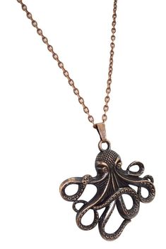 Victorian Steampunk Vintage Toilers of the Sea Octopus Kraken Necklace – Skelapparel Kraken Necklace, Vintage Octopus, Raven Necklace, Goth Accessories, Victorian Steampunk