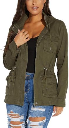 sexycherry Casual Jackets for Women Long Sleeve Lightweight Outwear Bomber Coats with Pockets - fall jackets Casual Jackets For Women, Jacket Coat Fashion, Casual Jackets, Camo Jacket, Fashion Gallery, Coat Fashion