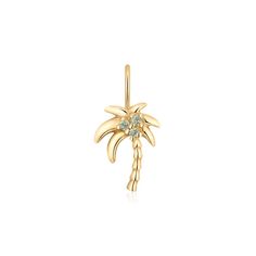 Peridot 14K Yellow Gold Palm Tree Charm Sabal Palm, Gold Palm Tree, Jewelry Stacking, Vacay Vibes, Peridot Stone, Local Jewelry, Stacked Jewelry, Palm Trees